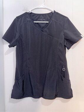 Cherokee Infinity Mock Wrap Scrub Top Black Medium EUC 2625A #1